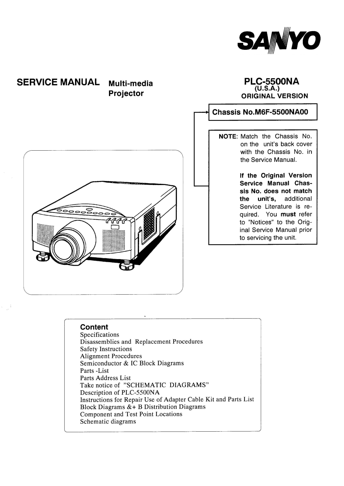 Sanyo PLC-5500NA User Manual
