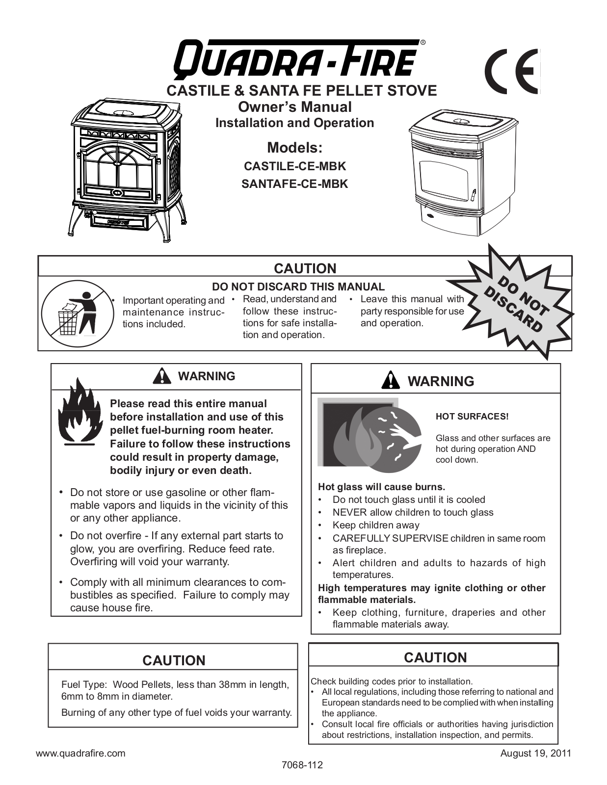 Quadra-Fire CASTILE-CE-MBK 7068-112 User Manual