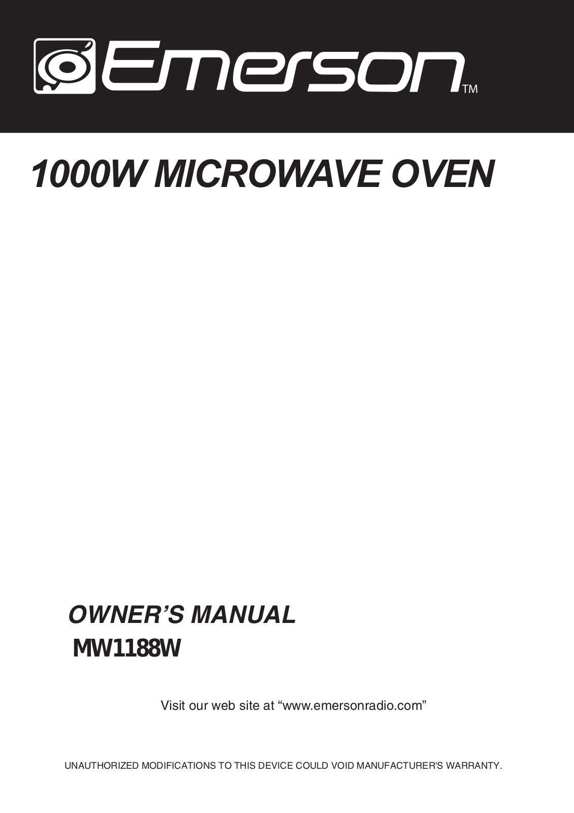Emerson MW1188W User Manual
