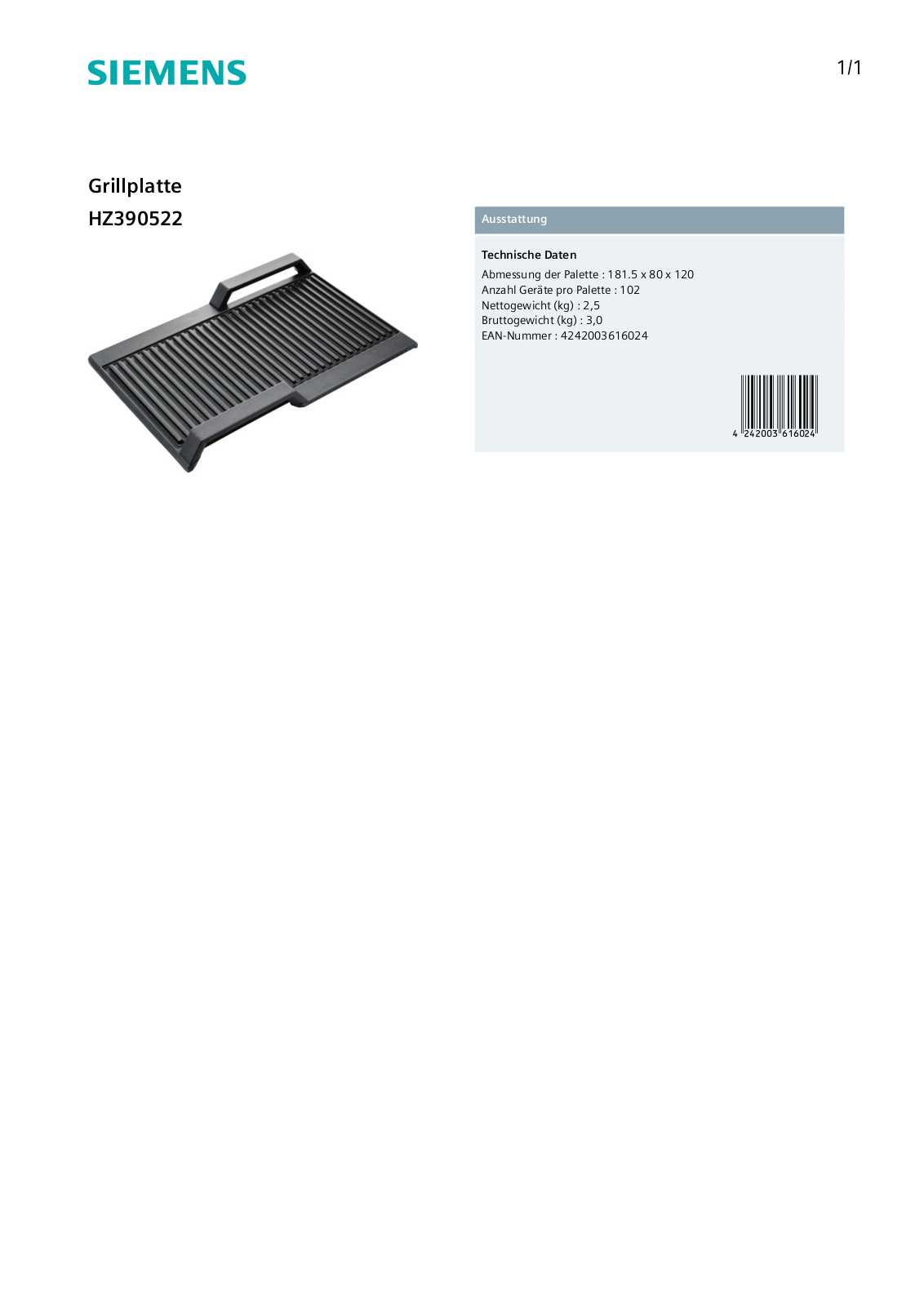 Siemens HZ390522 User Manual