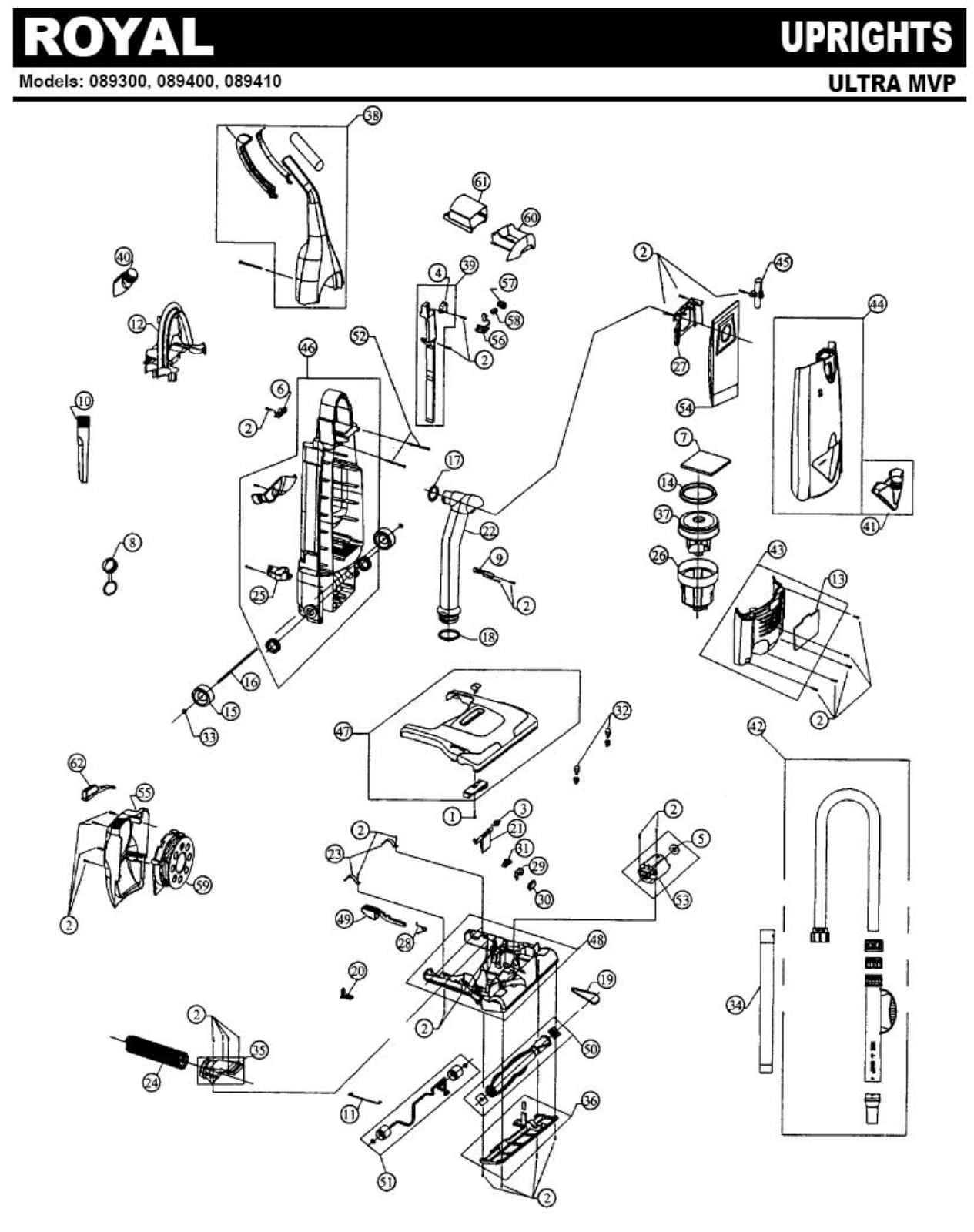 Royal 089400, 089300, 089410 Parts List