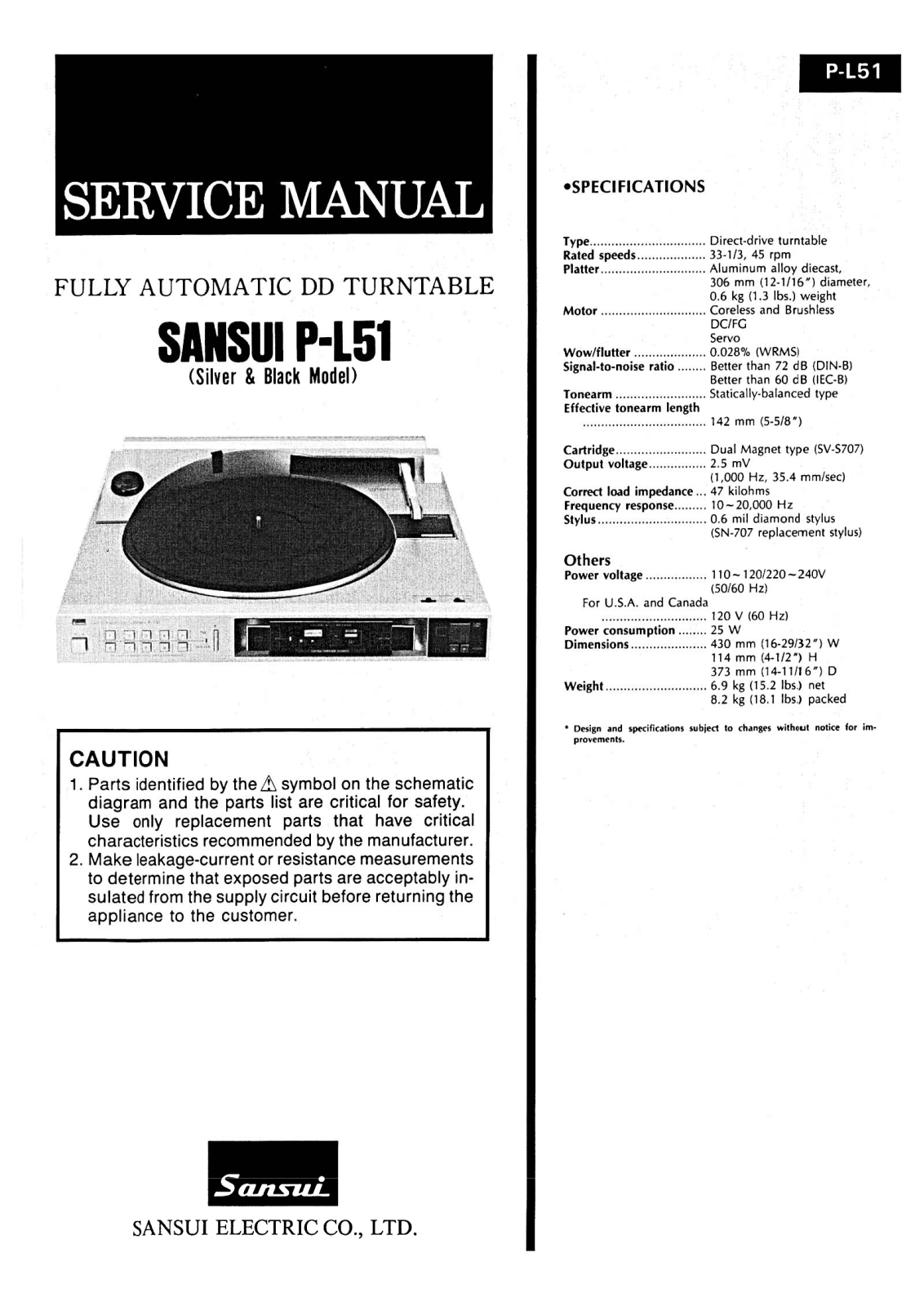 Sansui P-L51 Service Manual