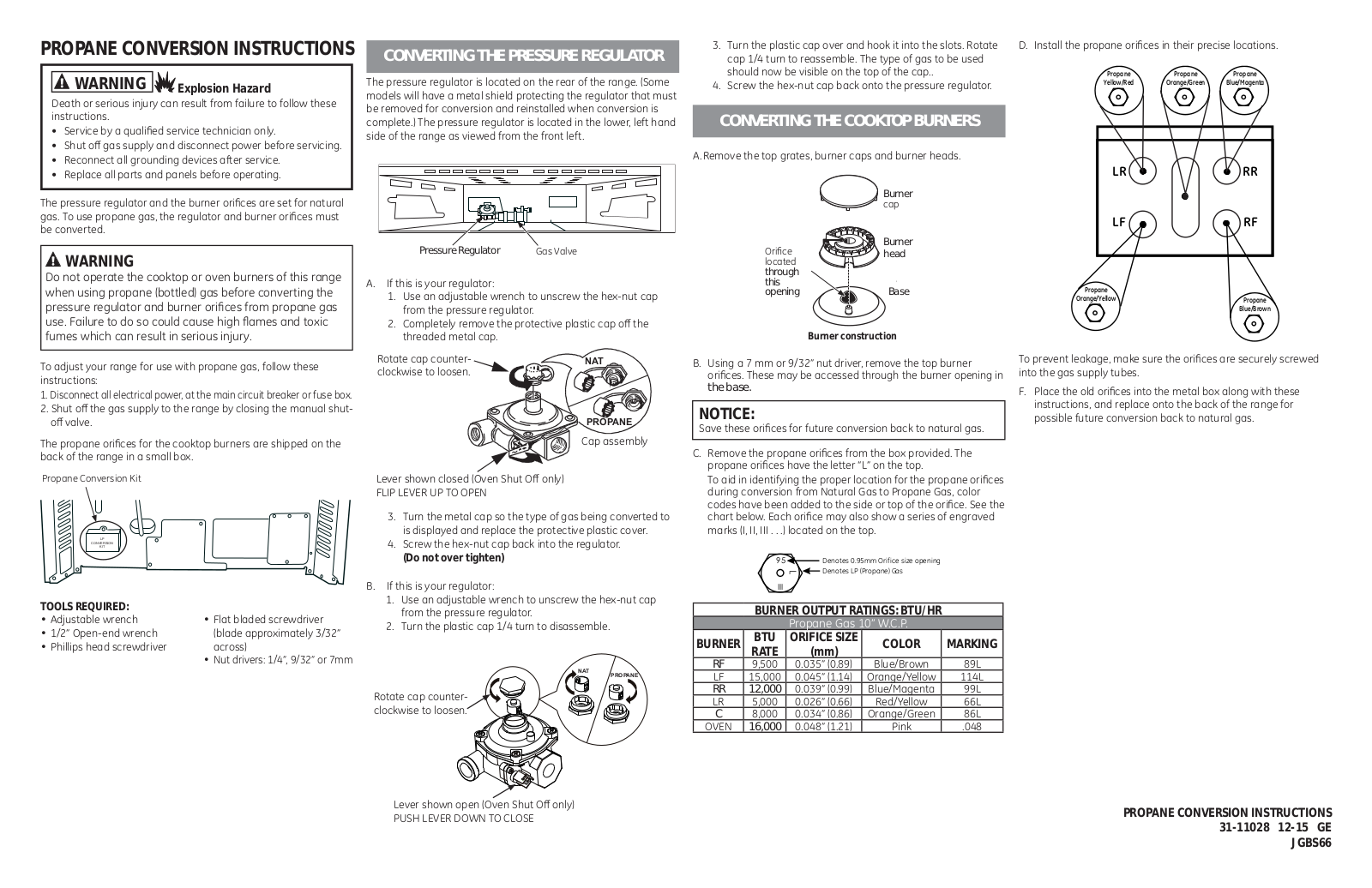 General Electric JGBS66FEKDS Conversion Kit