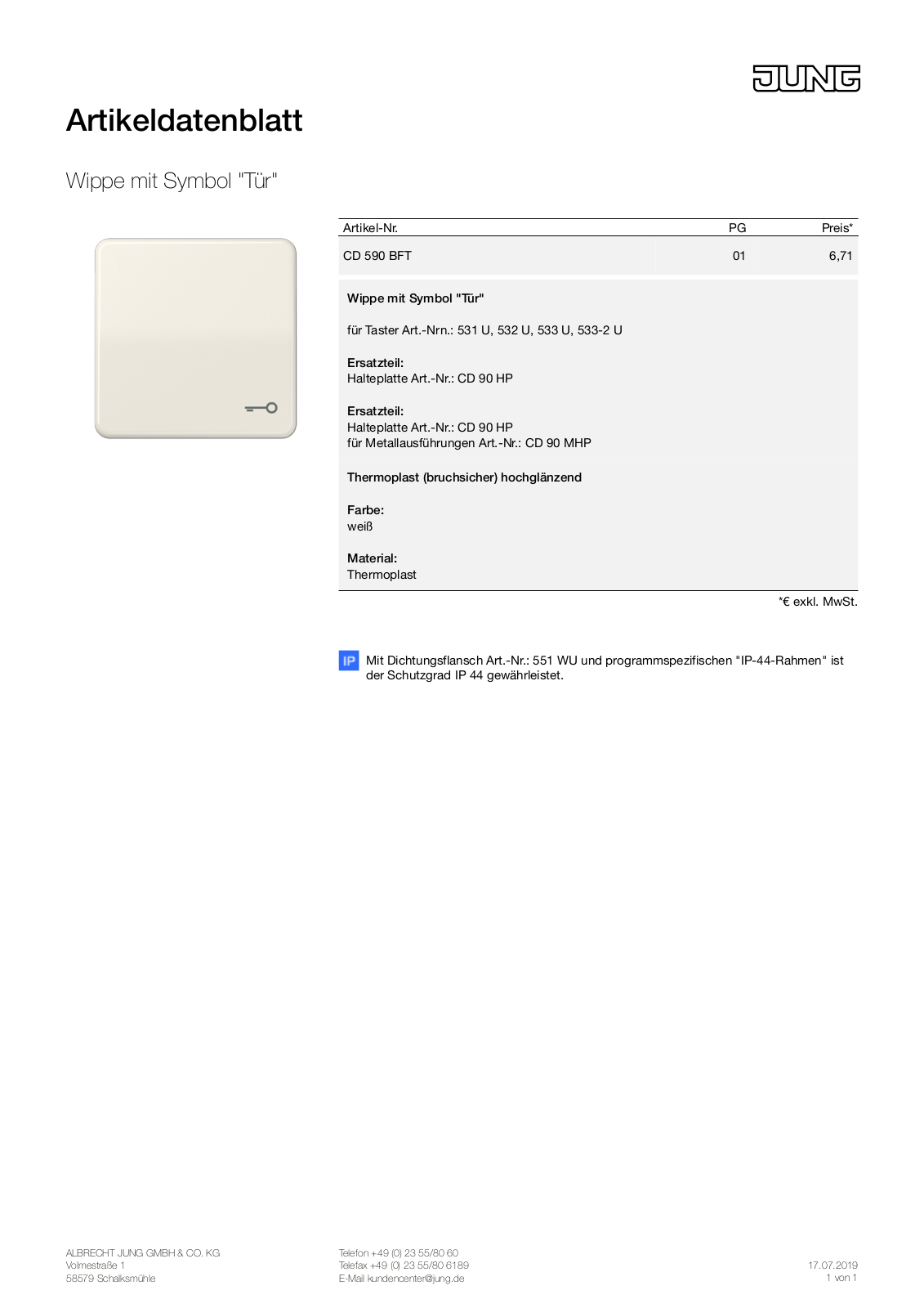 Jung CD 590 BFT User Manual