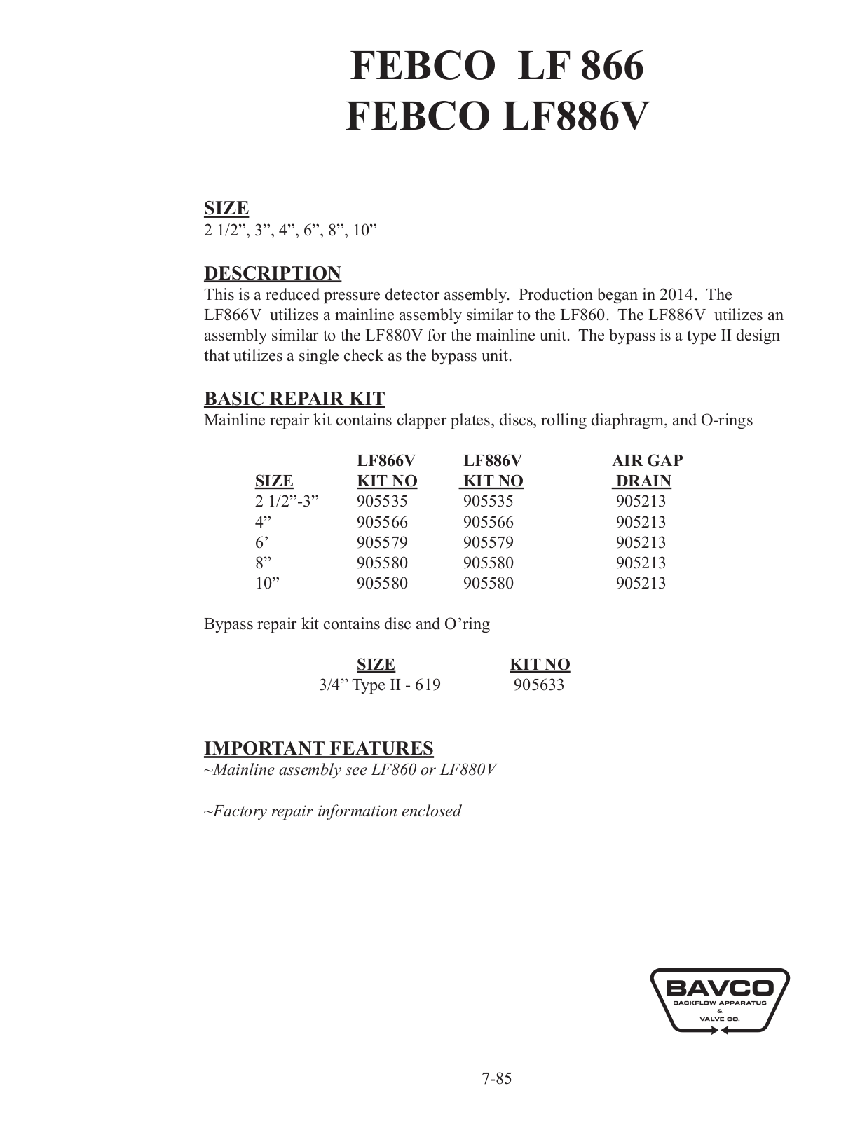 Febco LF866 User Manual