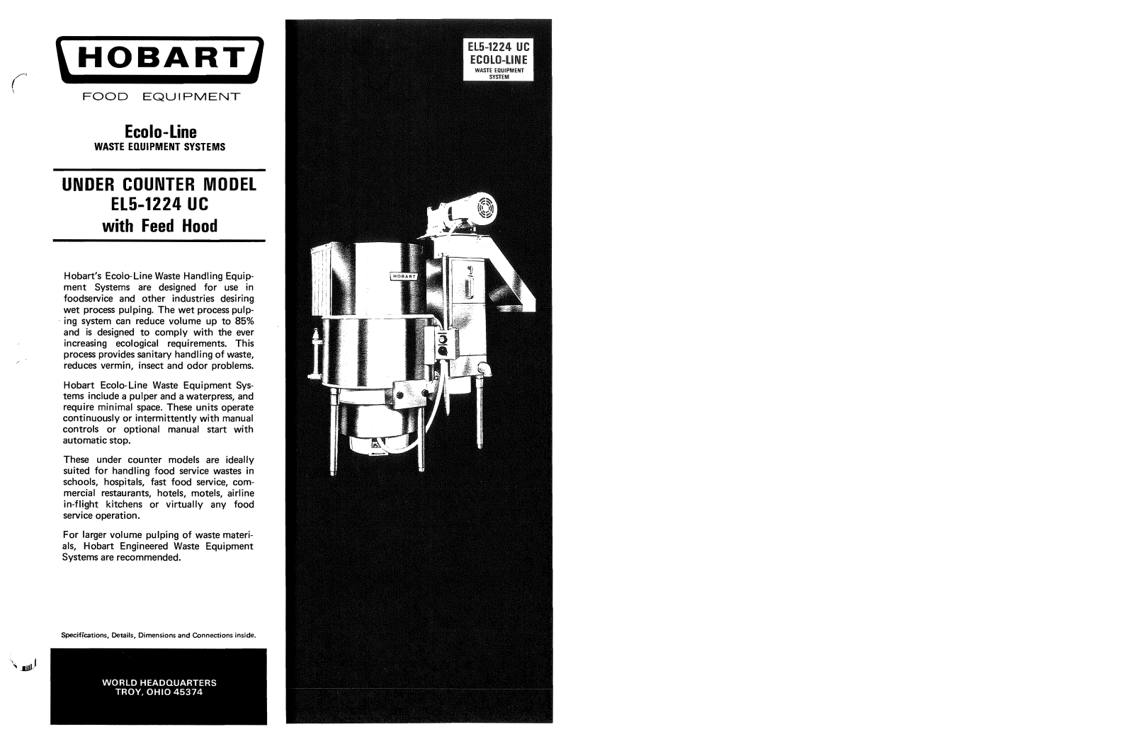 Hobart EL5-1224UC User Manual