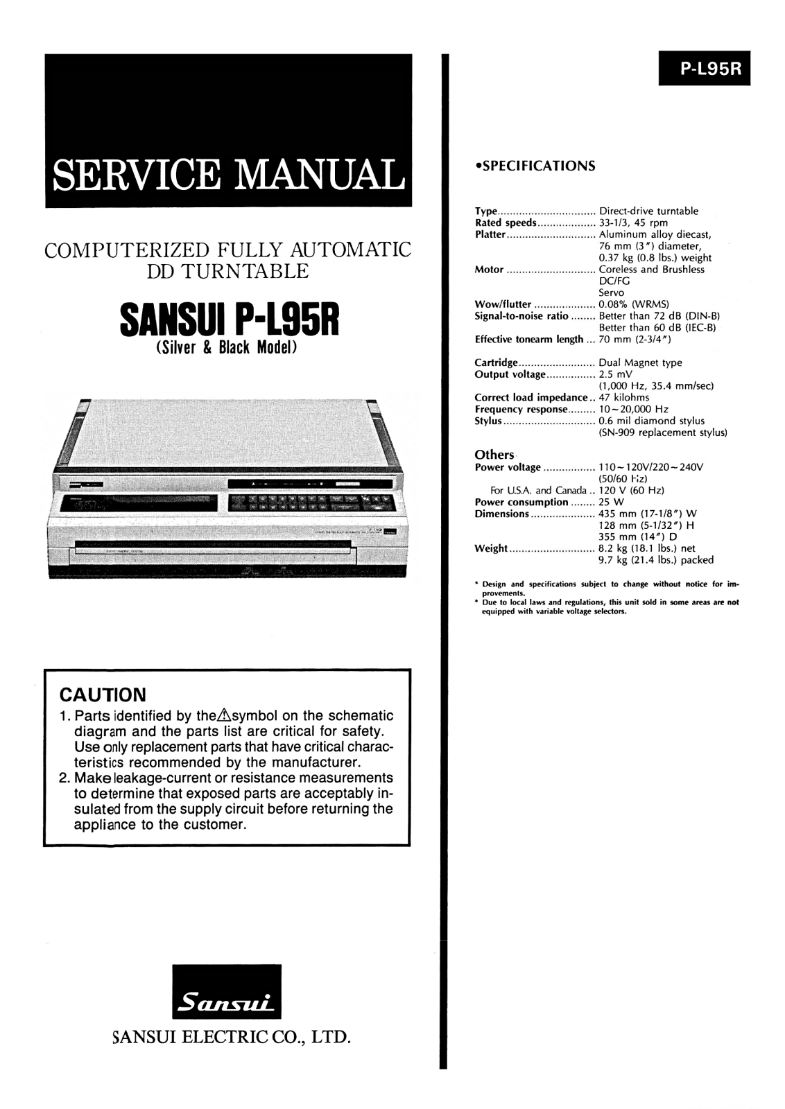 Sansui P-L95-R Service Manual