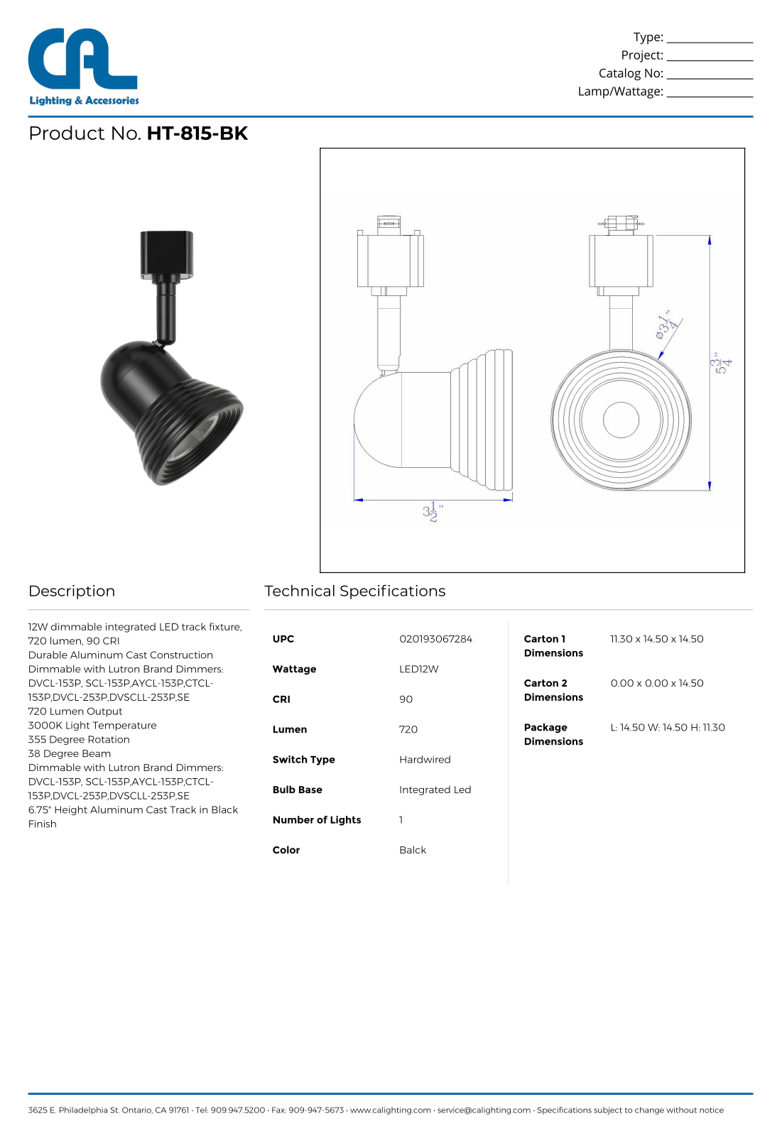 Cal Lighting CG11020 Specifications - ManualMachine.com