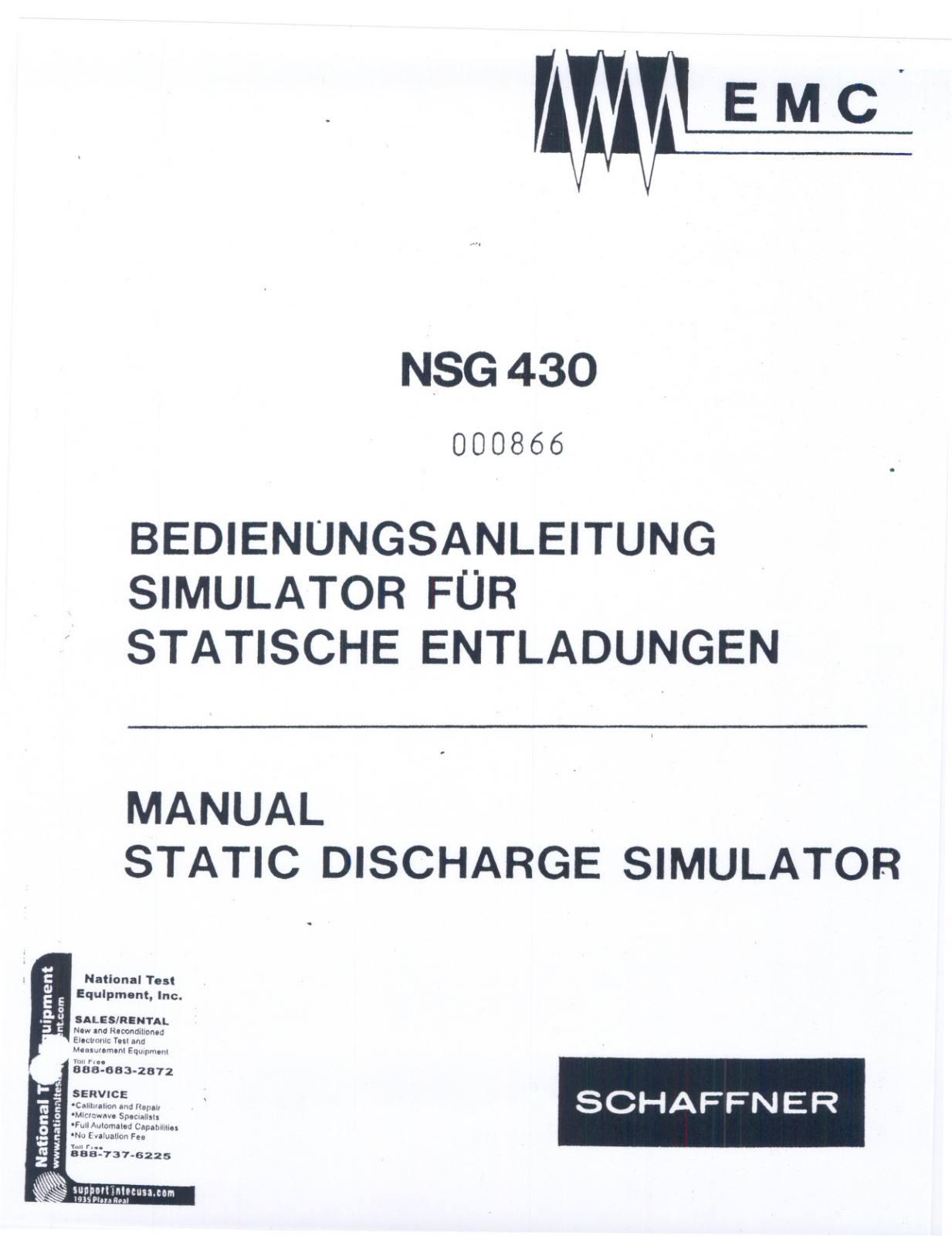 Teseq (Schaffner) NSG 430 Users Guide - ManualMachine.com