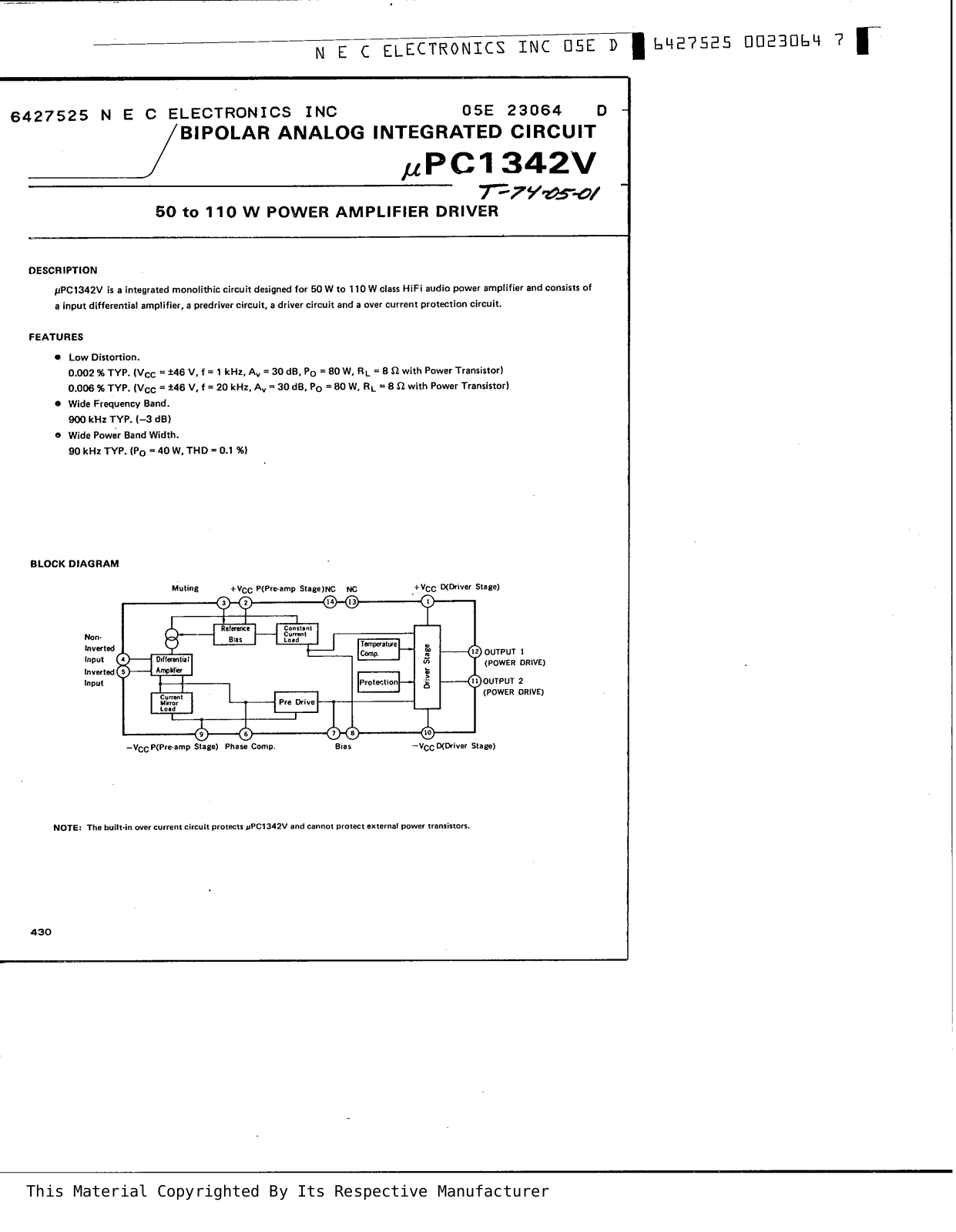 Datasheet UPC1342V Specification - ManualMachine.com