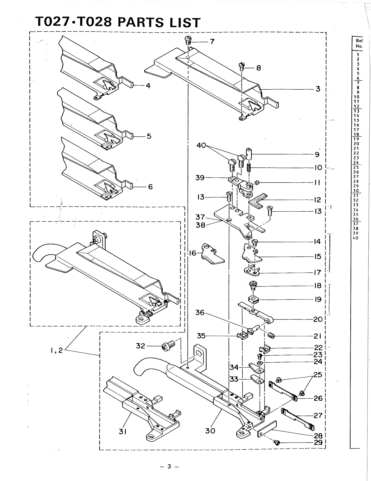 Juki TO27, TO28 Parts List