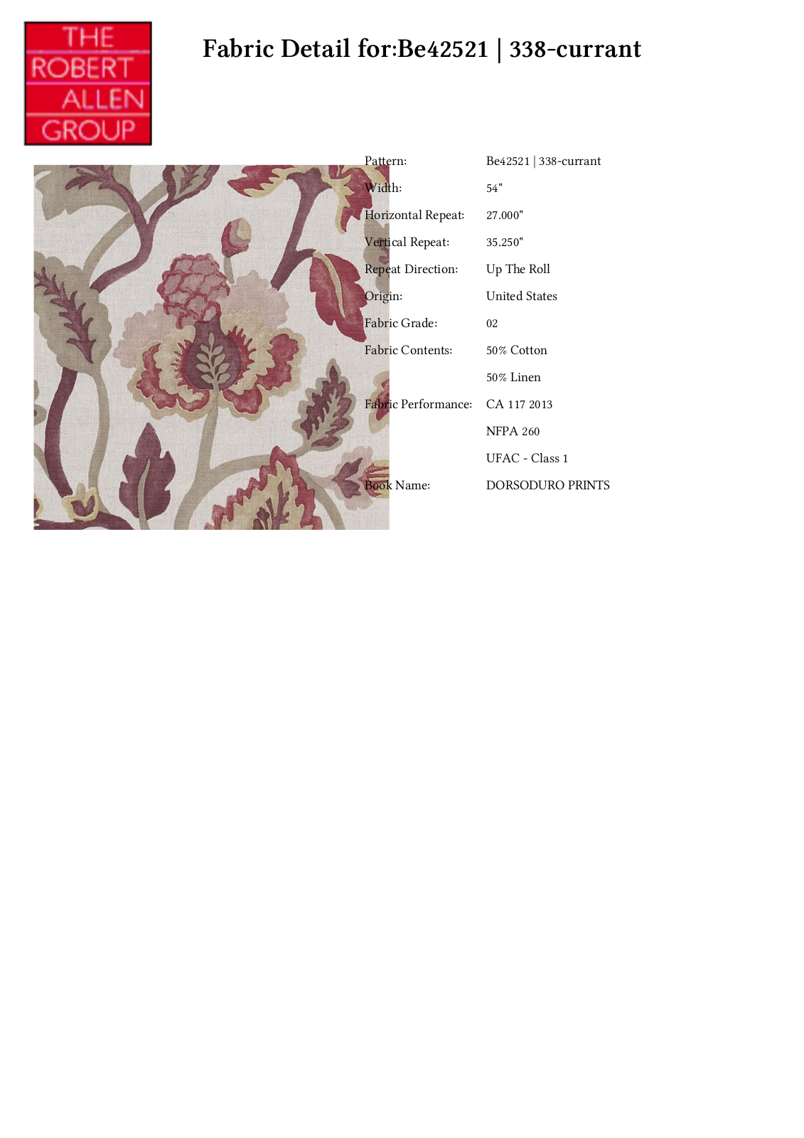 Duralee CRAL7256 Specifications - ManualMachine.com