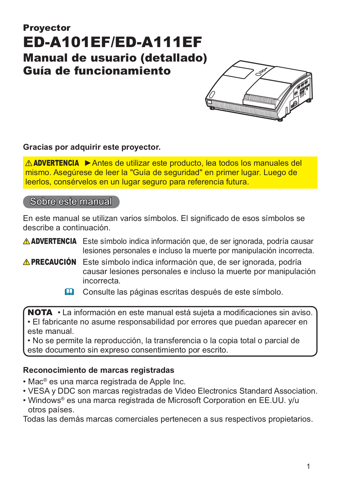 Hitachi ED-A101, ED-A111 User Manual