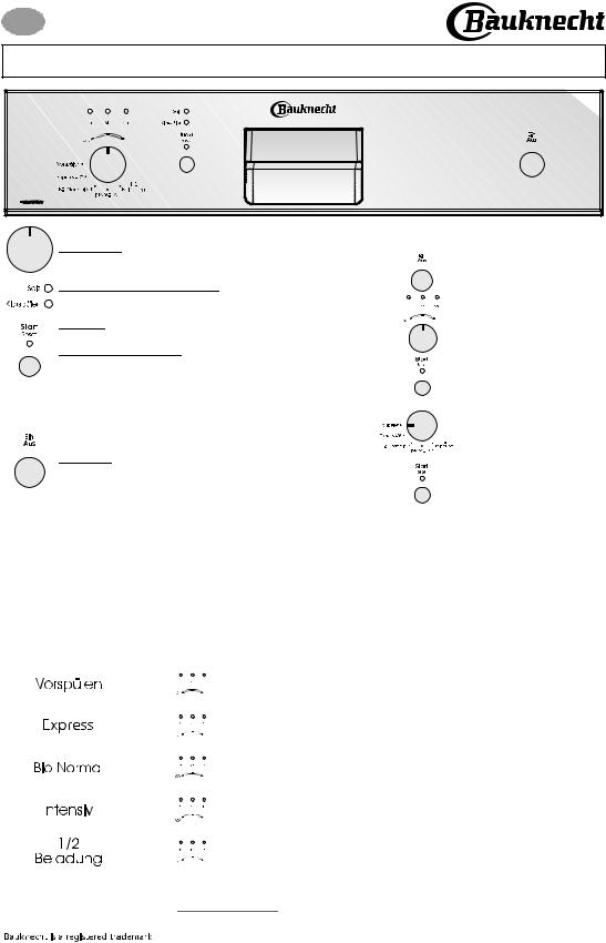 Whirlpool GSIK 6512/1 IN PROGRAM CHART