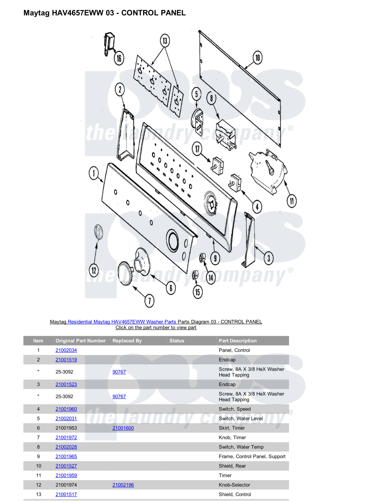 Maytag HAV4657EWW Parts Diagram