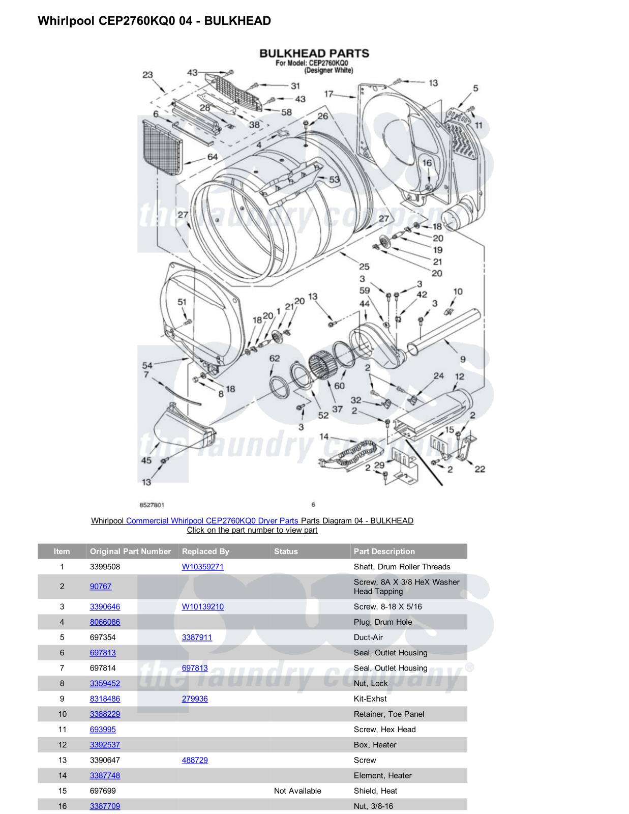 Whirlpool CEP2760KQ0 Parts Diagram