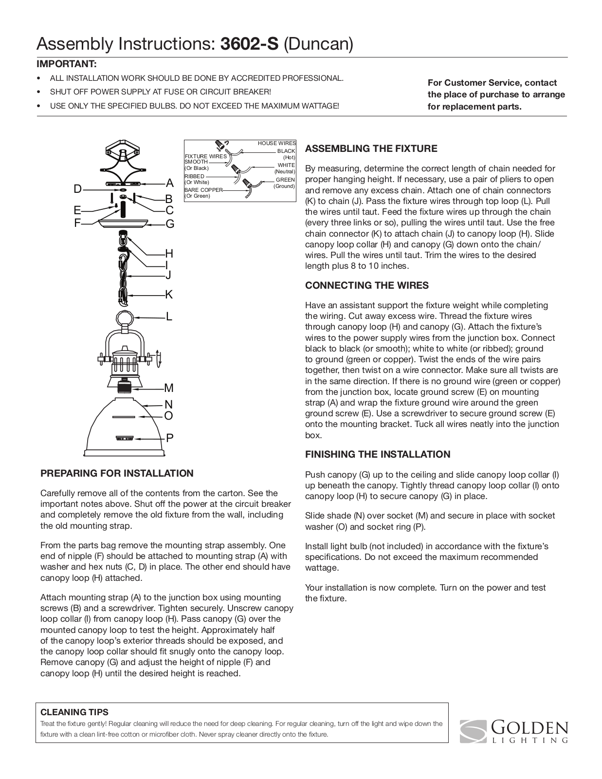 Golden Lighting 3602-S PW-SF User Manual