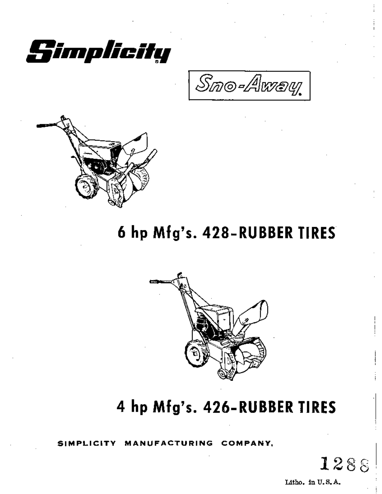 Simplicity Snow-Away 428, Snow-Away 426 User Manual