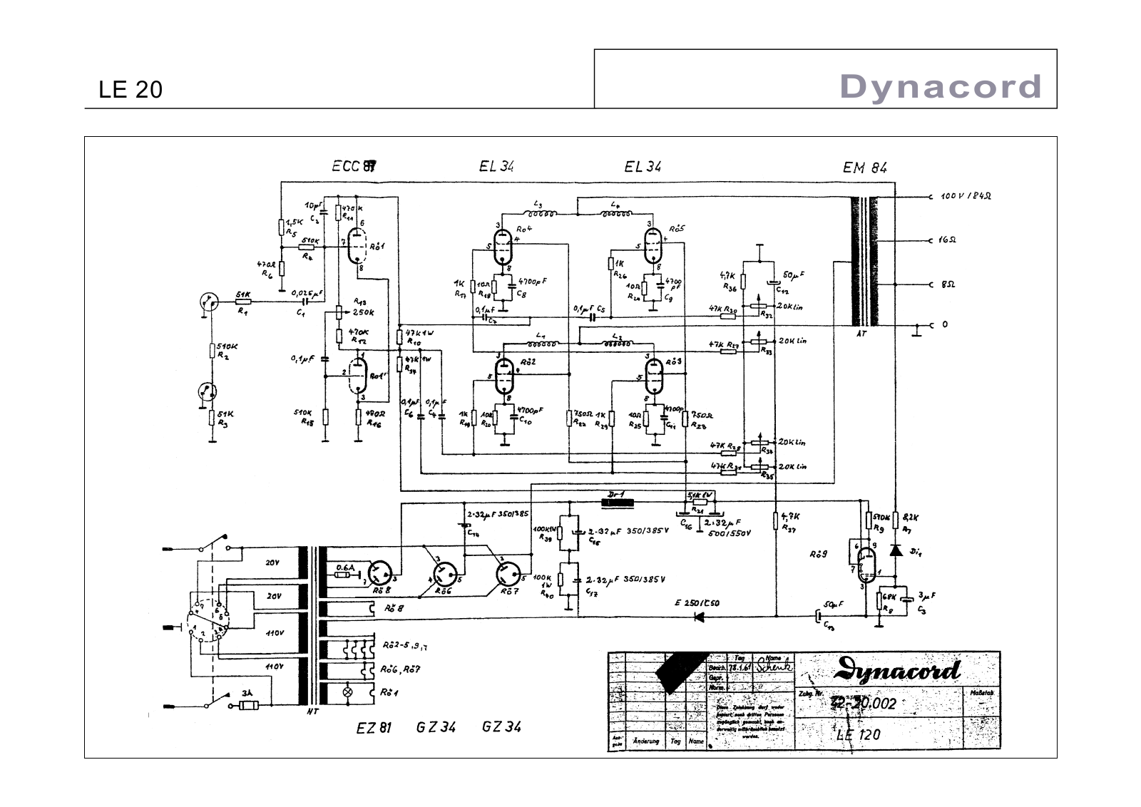 Dynacord le 20 schematic