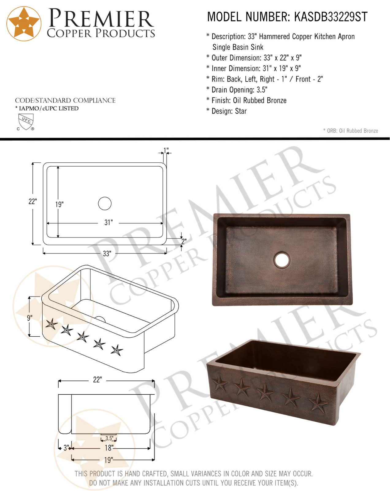 Premier Copper Products IER1509 Specifications - ManualMachine.com