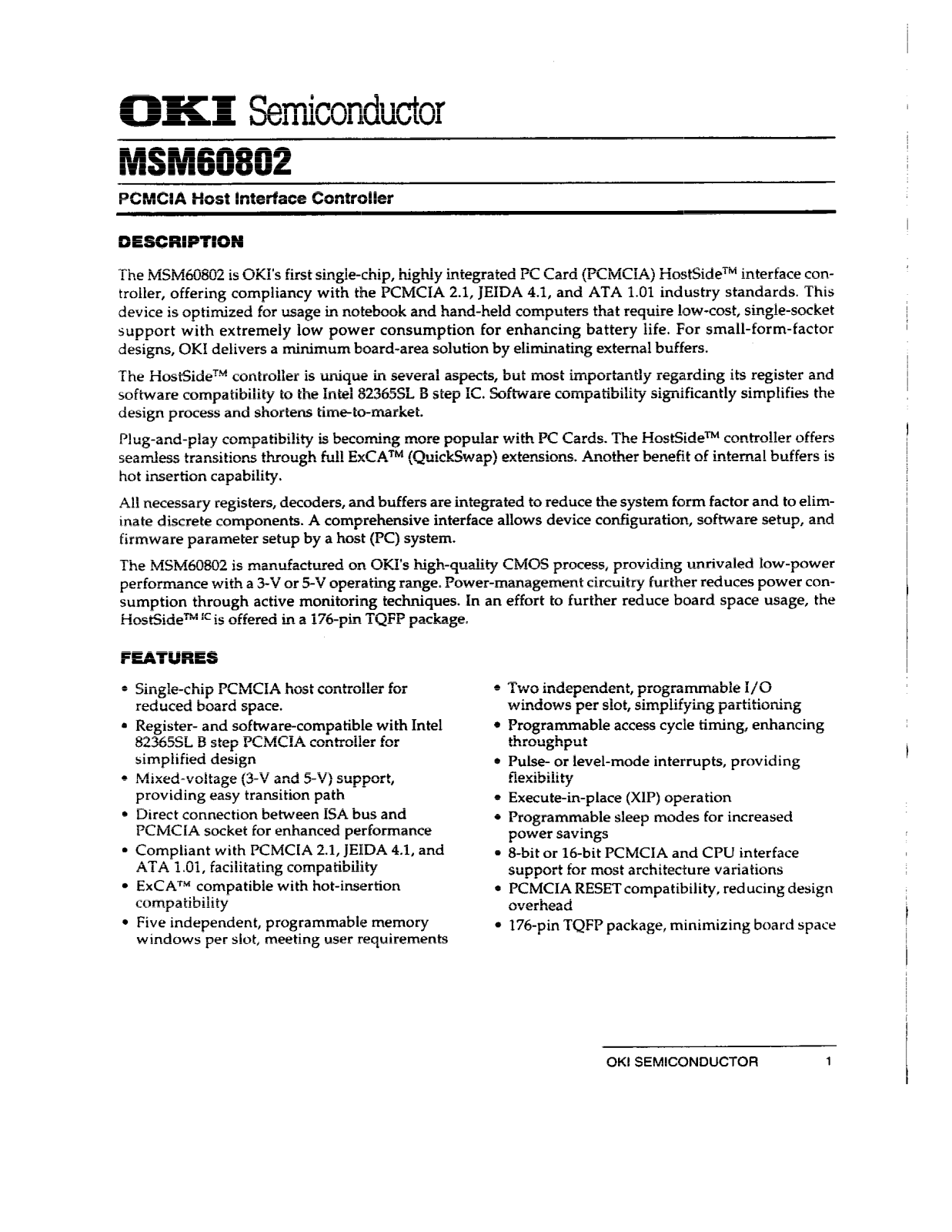 OKI MSM60802 Datasheet