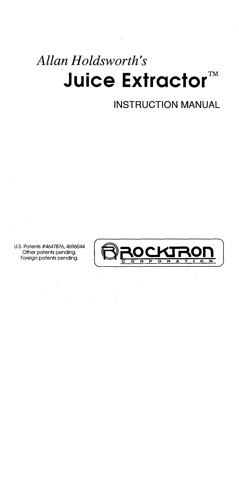 Rocktron JUICEEXTRACTOR User Manual