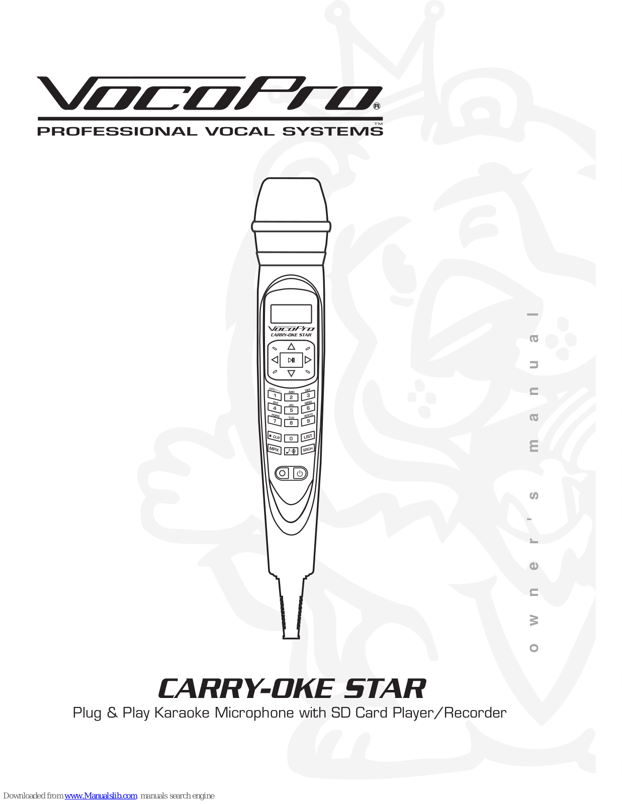 VocoPro CARRY-OKE STAR, uhf-5805 Owner's Manual