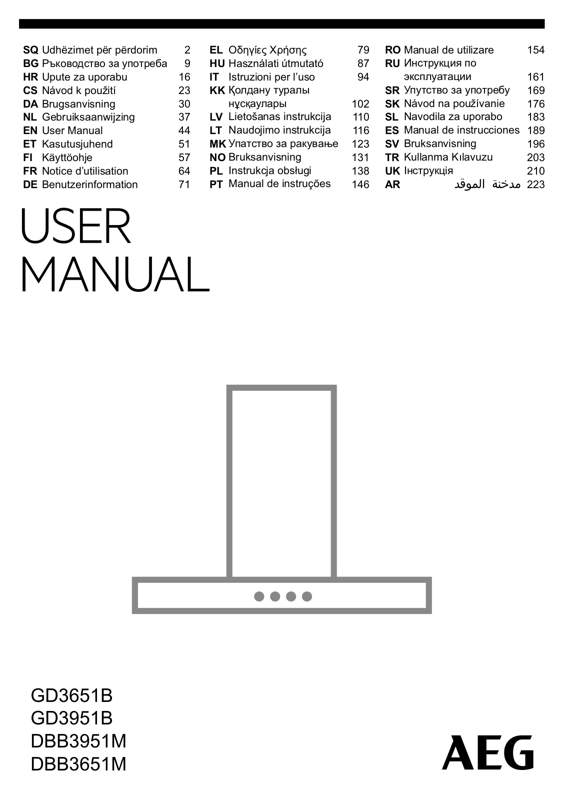 AEG GD3651B, GD3951B, DBB3951M User Manual