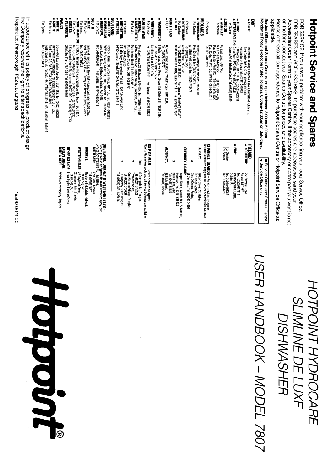 Hotpoint HB7807 User Manual