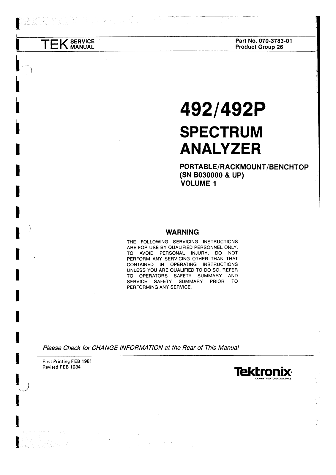 Tektronix 492 schematic