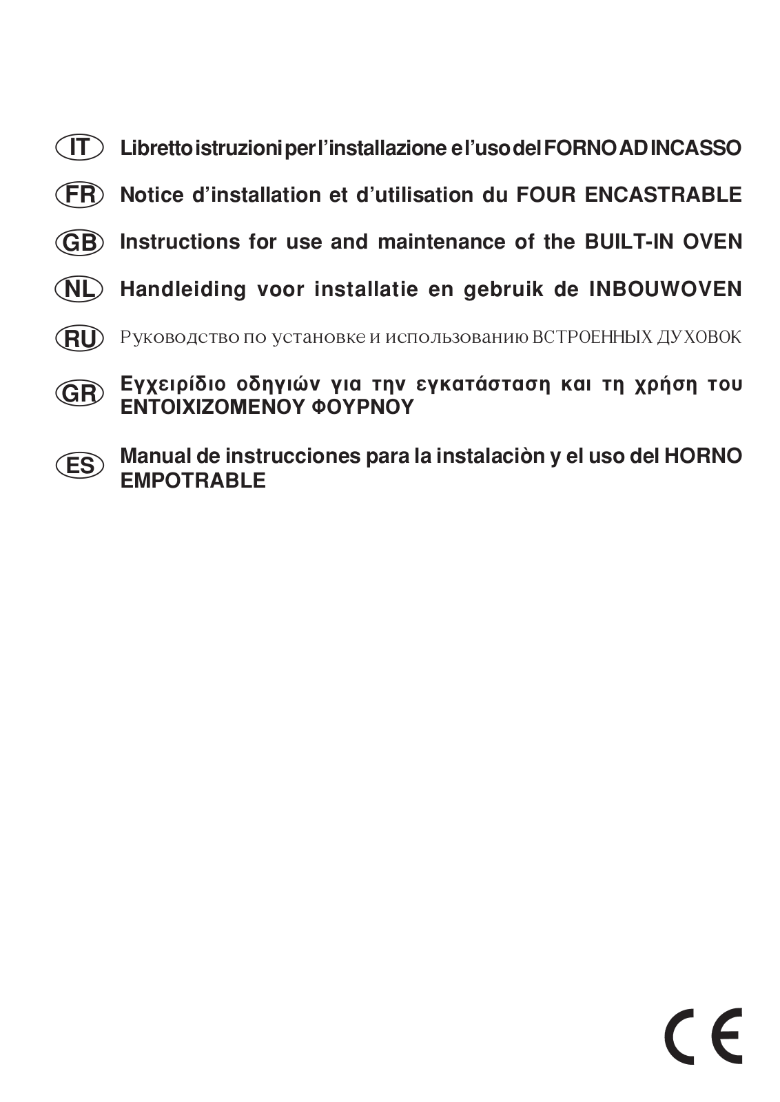 Bompani BO243OG-E User Manual