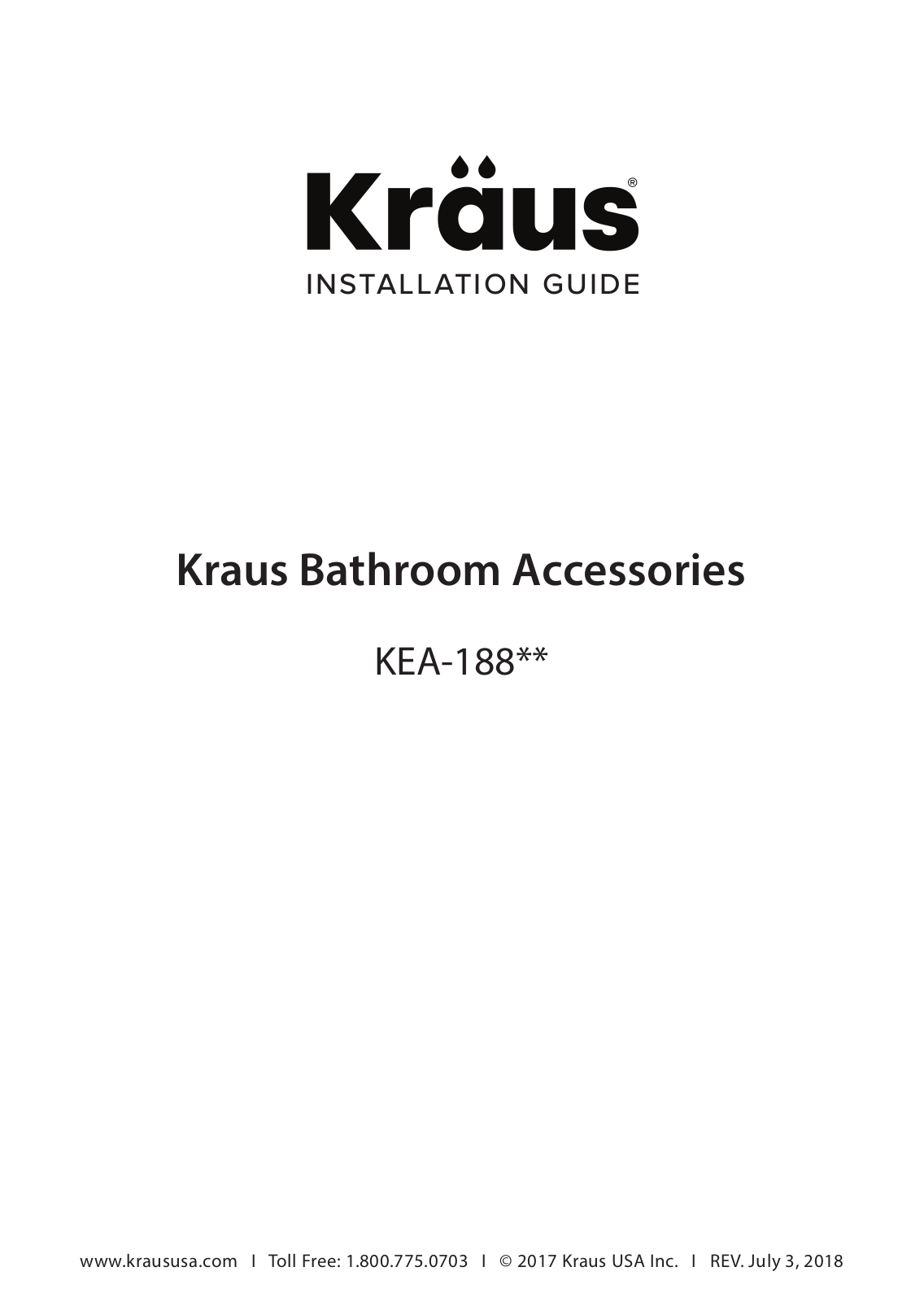 Kraus KEA18801BN Installation manual