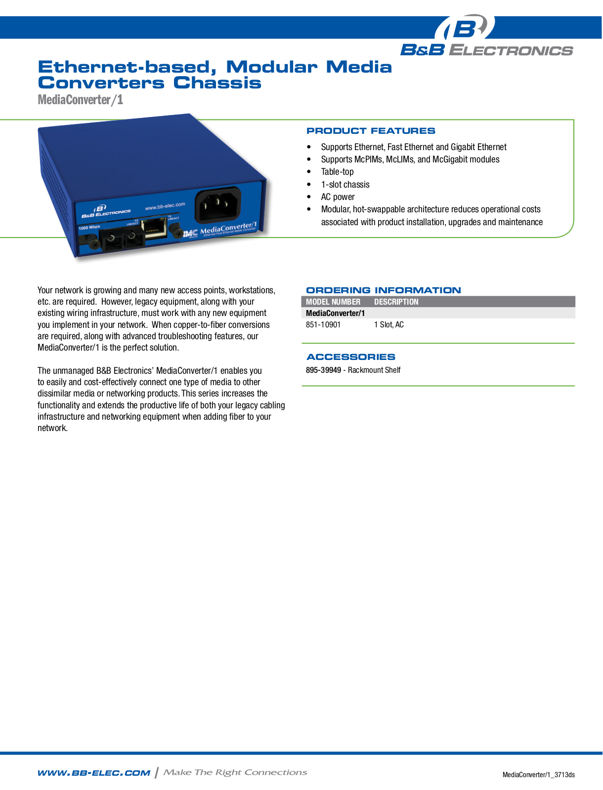 B&B Electronics 851-10901 Datasheet