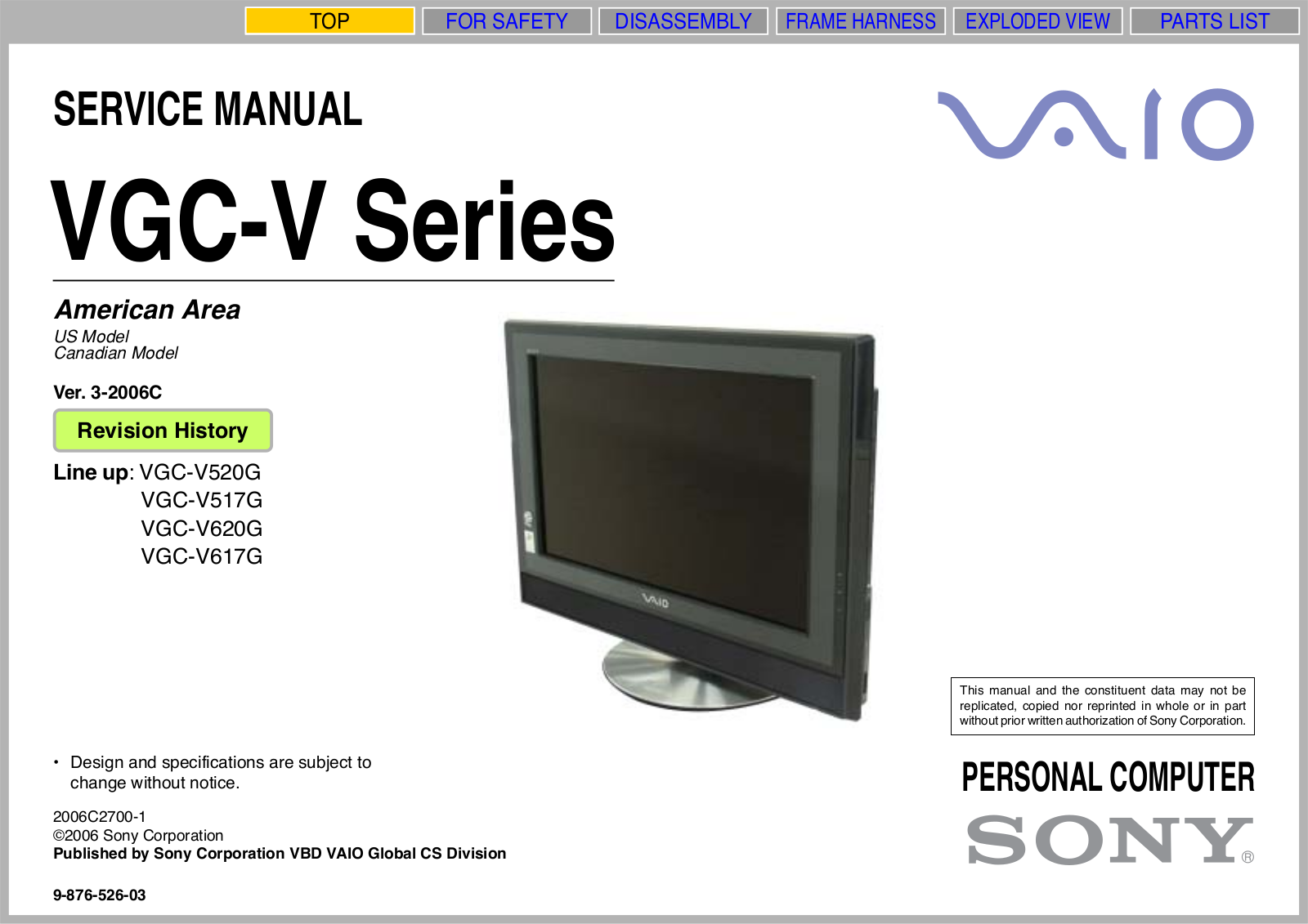 Sony VGC-V520G,VGC-V517G,VGC-V620G,VGC-V617G Servise Manual