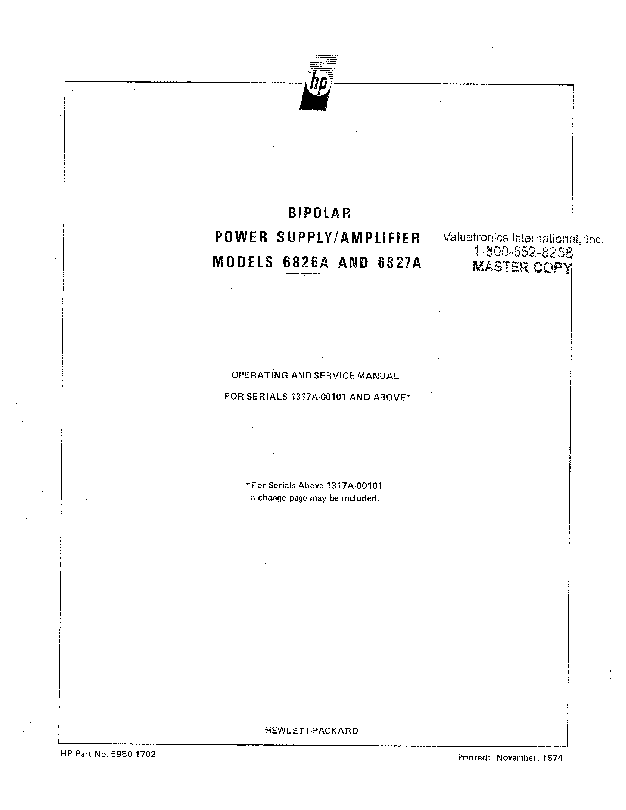 HP (Hewlett-Packard) 6827A, 6826A User Manual