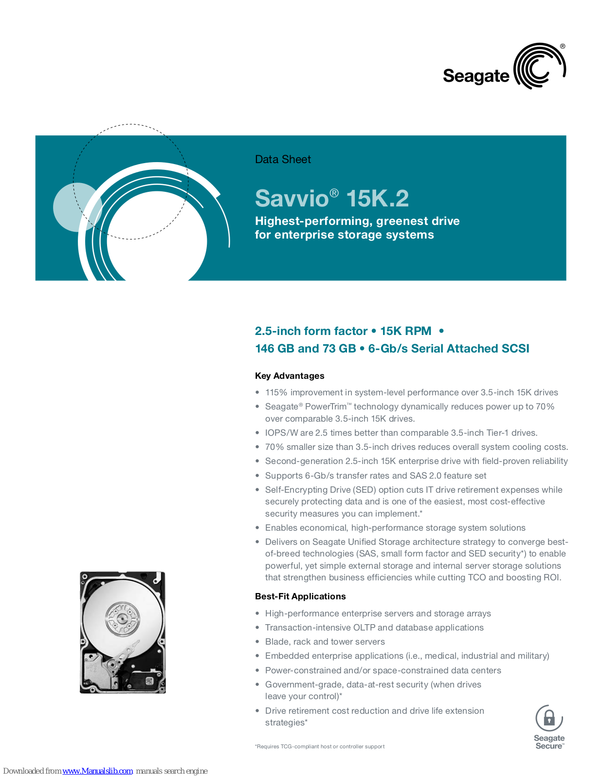 Seagate 15K.2 - Savvio 146.8 GB Hard Drive,ST9146852SS,ST9146752SS2,ST973452SS,ST973352SS Datasheet