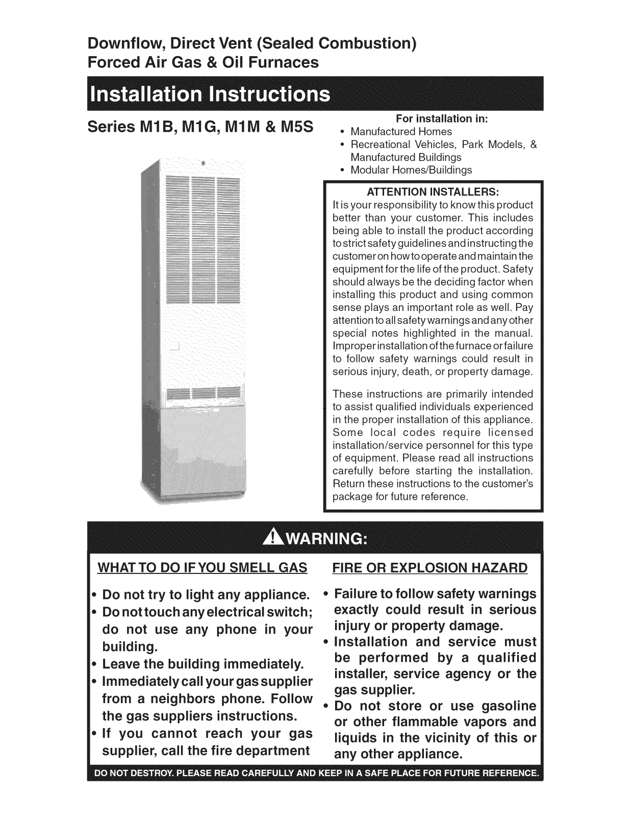 Nordyne M1MC090, M1MC056, M1MC070, M1MC077, M1MB090 Installation Guide - ManualMachine.com