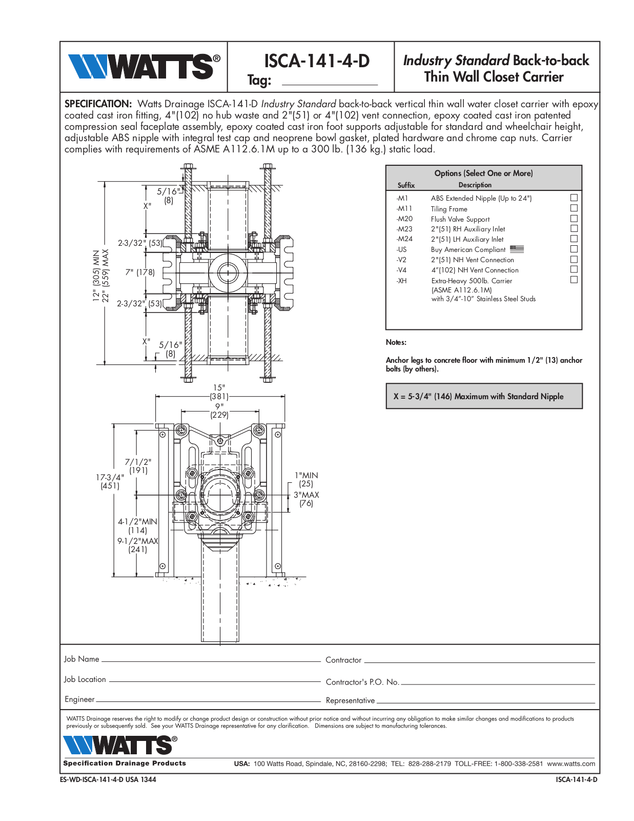 Watts ISCA-141-4-D User Manual