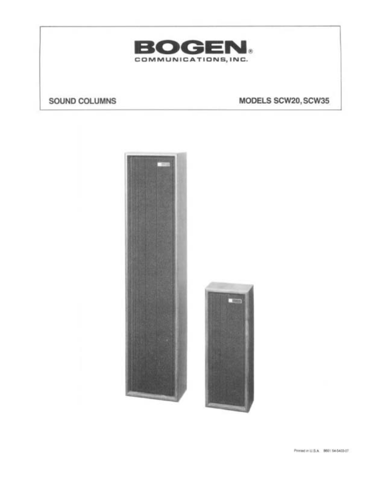 Bogen SCW20, SCW35 Service Manual