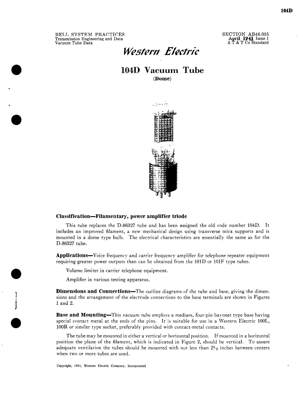 Western Electric 104-D Brochure