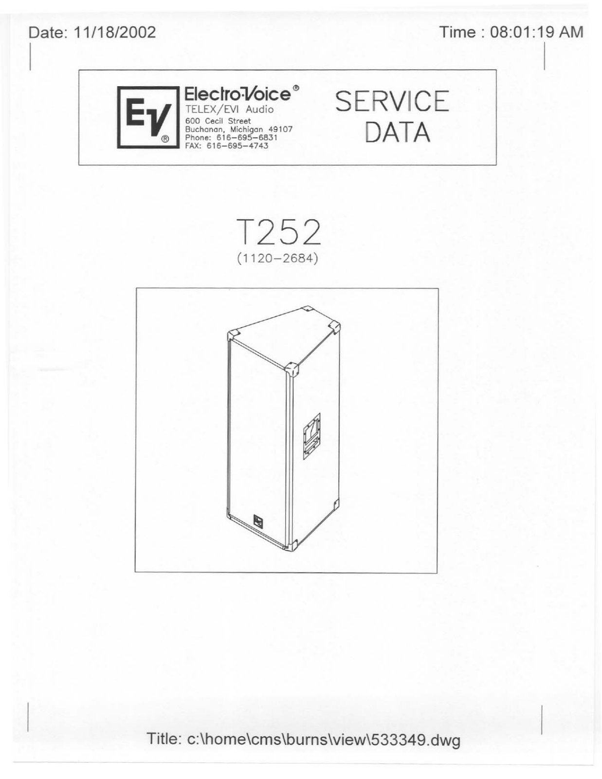 Electro-Voice T252 User Manual