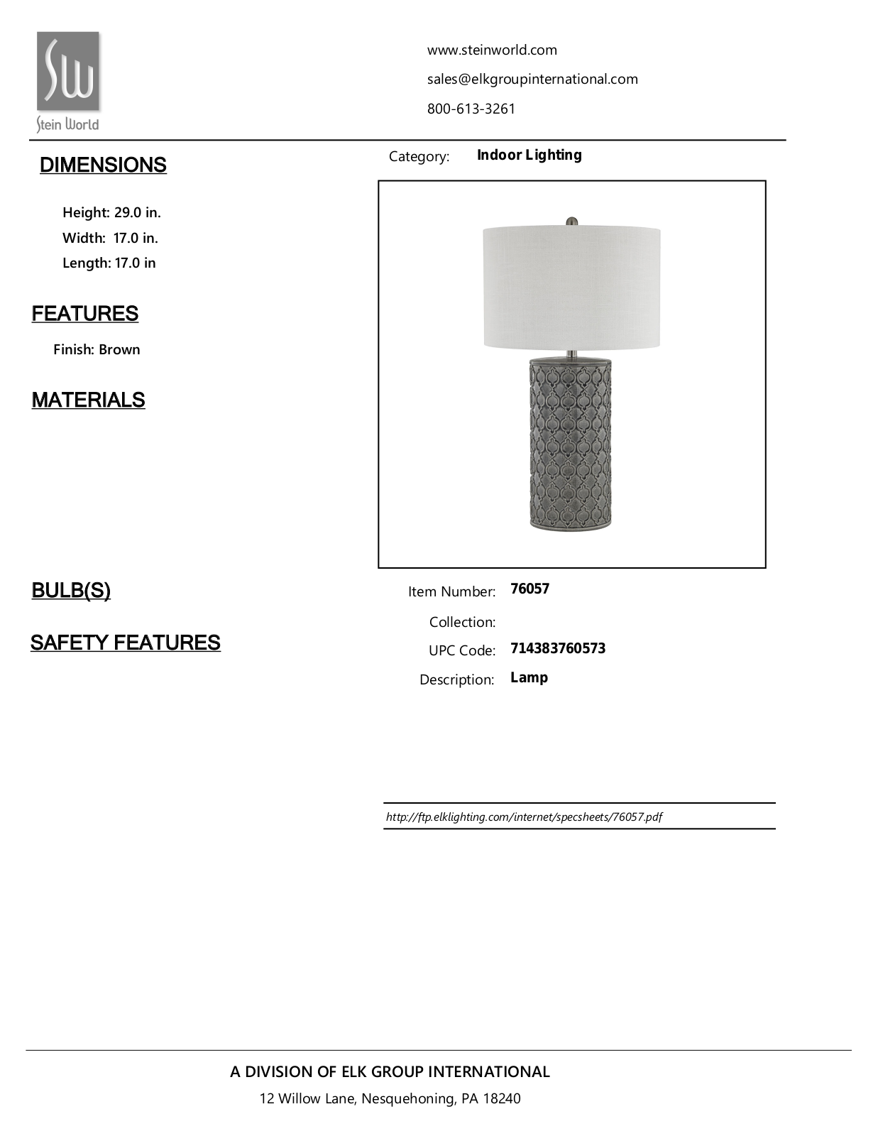 Stein World 76057 Specifications - ManualMachine.com