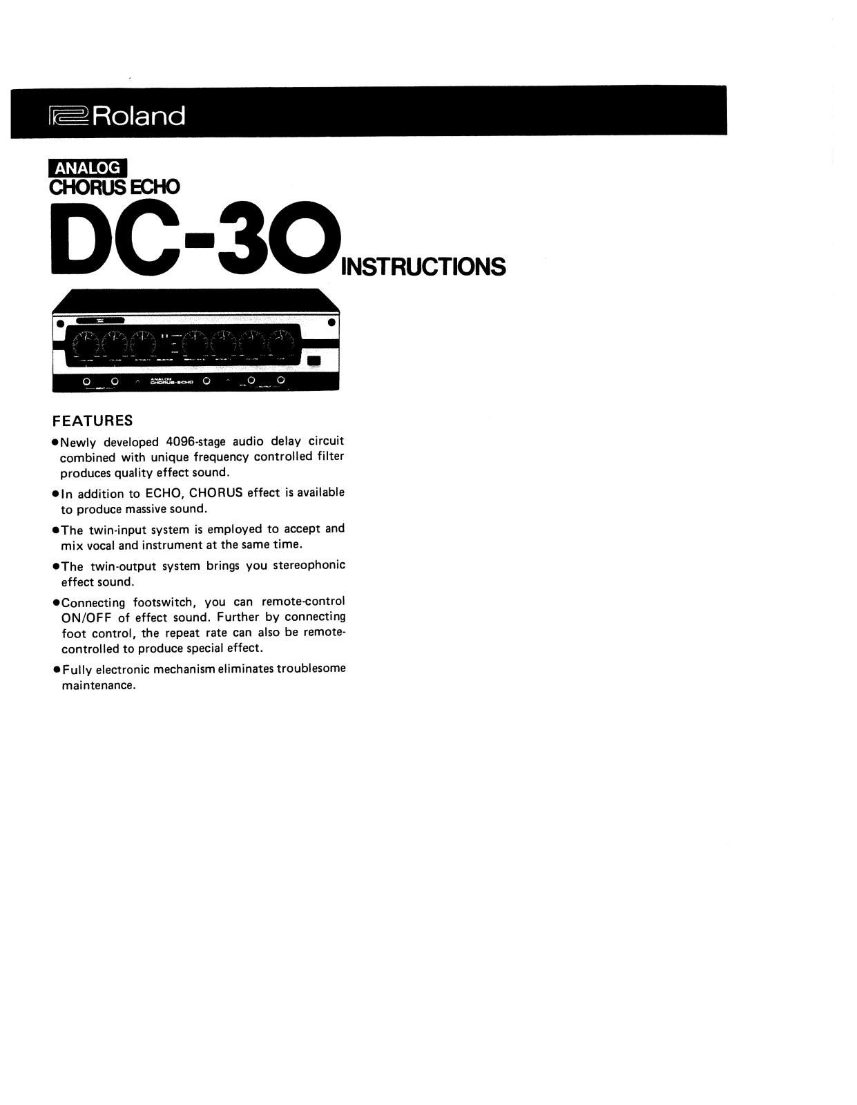 Roland Corporation DC-30 Owner's Manual