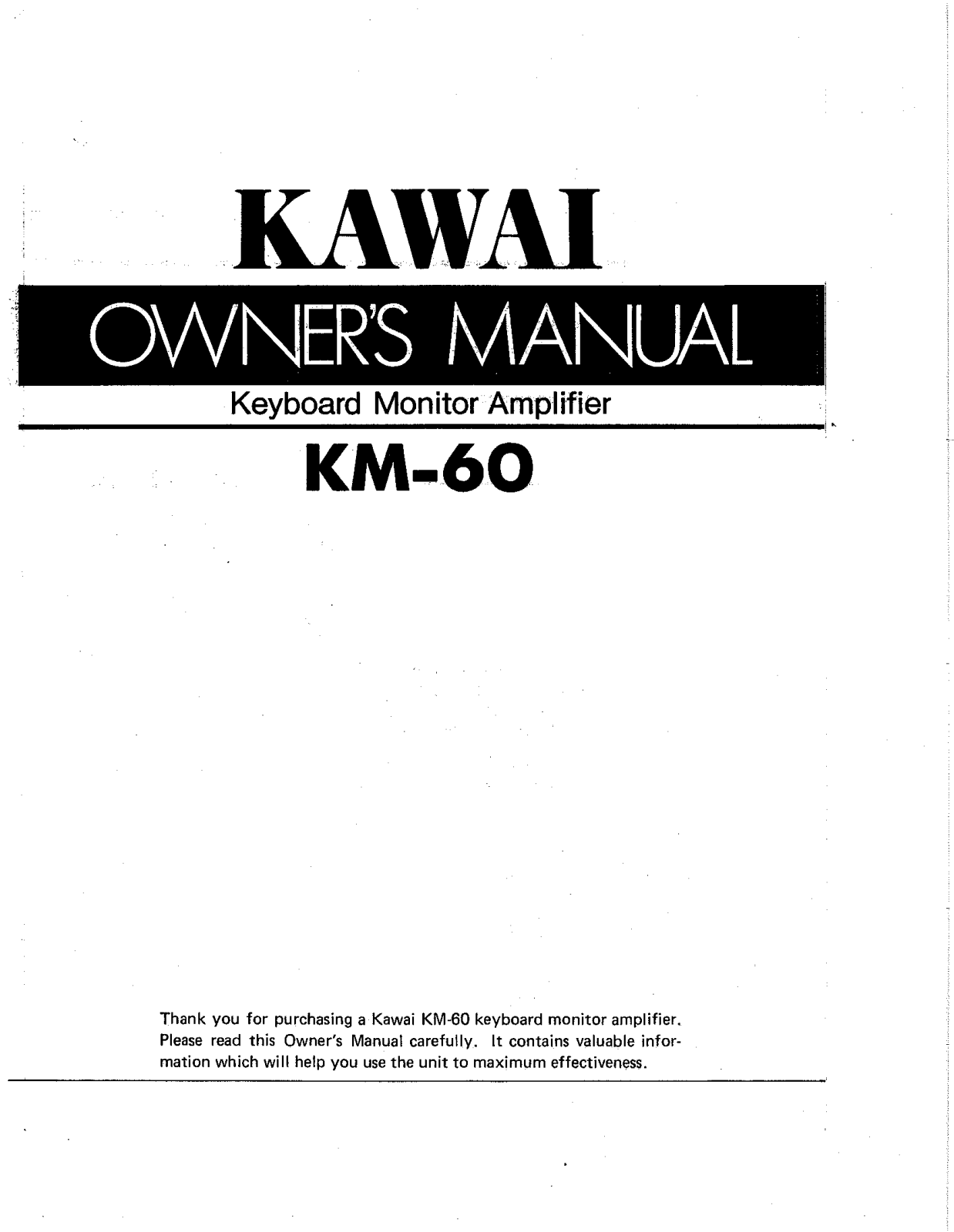 Kawai KM-60 User Manual