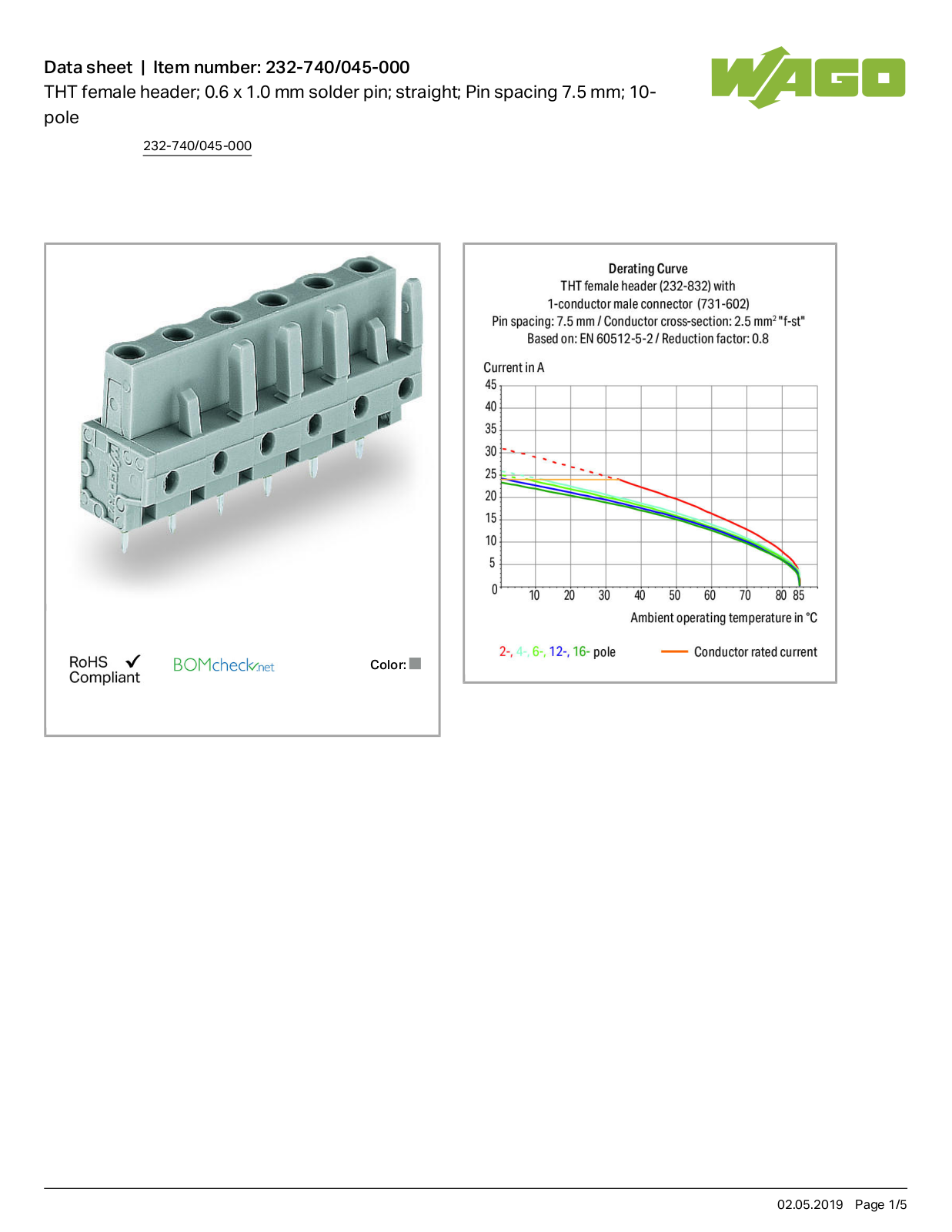 Wago 232-740/045-000 Data Sheet