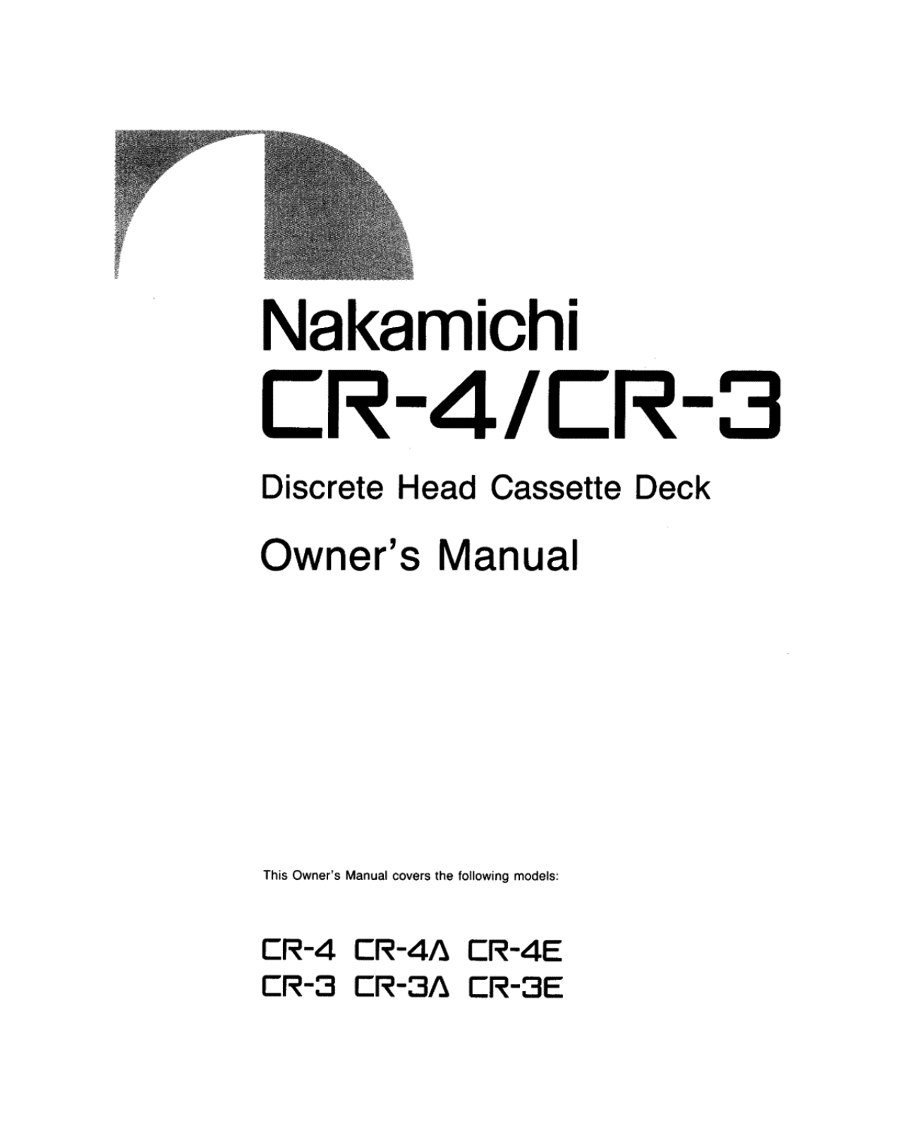 Nakamichi CR-4 Owners manual