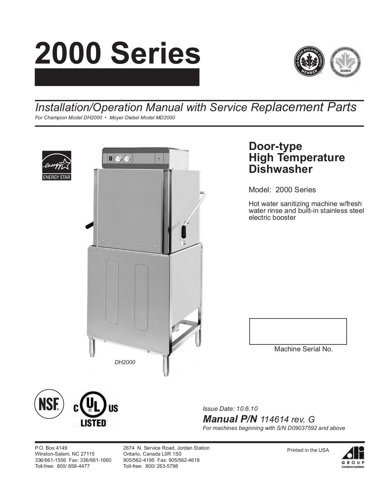 Moyer Diebel MD2000 Service Manual