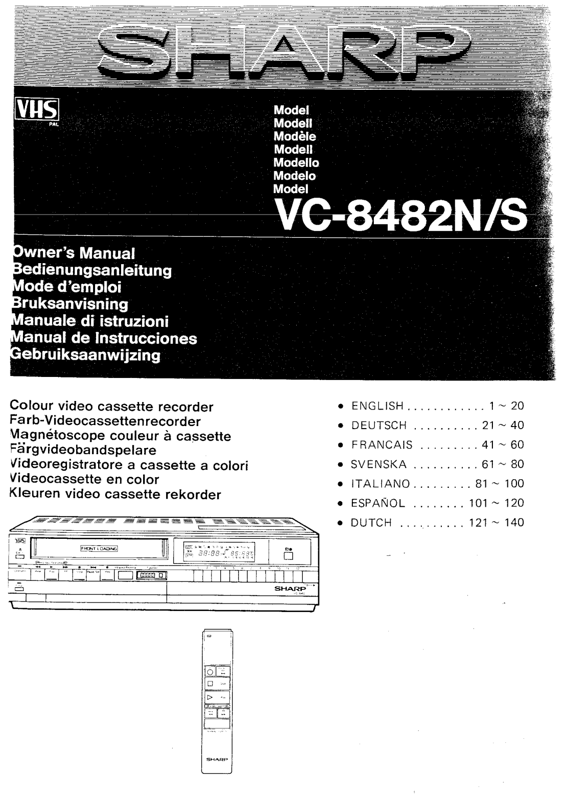 Sharp VC-8482N, VC-8482S User Manual