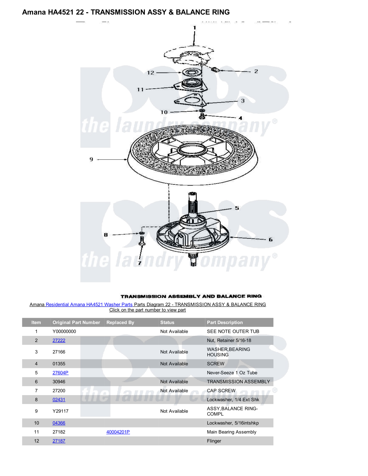 Amana HA4521 Parts Diagram