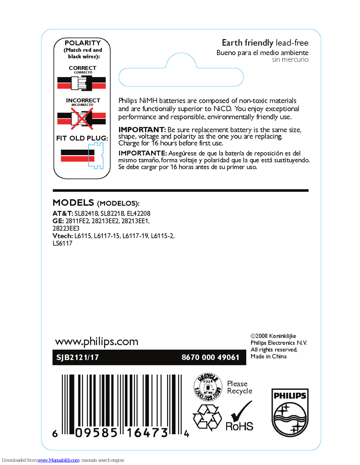 Philips SJB2121/17 Datasheet - ManualMachine.com